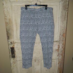 Michael Kors Printed Stretch Pants Cropped Ankle Abstract Plaid Size XL (B46)